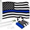 G128 - 5 Feet Tangle Free Spinning Flagpole (Silver) Thin Blue Line Flag Brass Grommets Embroidered 2x3 ft (Flag Included) Aluminum Flag Pole